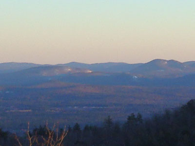 Peary Mountain (center, between Frost Mountain and Burnt Meadow Mountain) as seen from Peaked Mountain