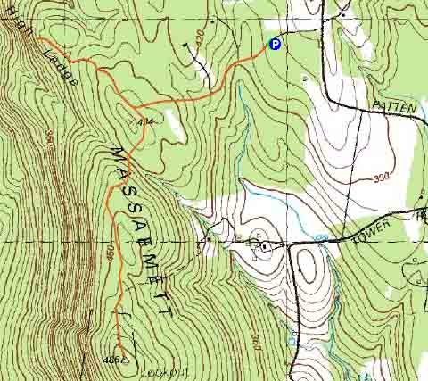 Topographic map of High Ledge, Massaemett Mountain