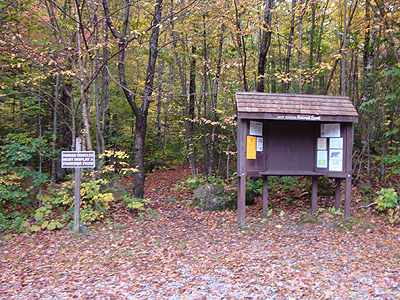 The North Twin Trail trailhead at the end of Haystack Road