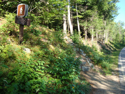 The Baldface Circle Trail trailhead on Route 113