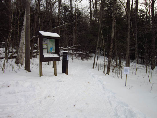 The Old Bridle Path trailhead at the back of the parking area