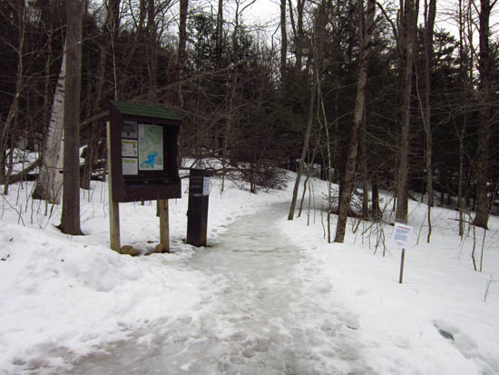 The Old Bridle Path trailhead at the back of the parking area