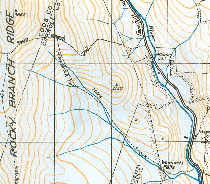 1940 AMC map of the Miles Brook Trail