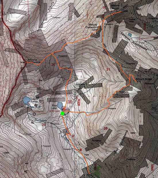 Topographic map of Mt. Democrat, Mt. Cameron, Mt. Lincoln, Mt. Bross