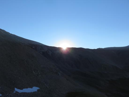 The sunrise from the East Face route