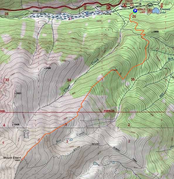 Topographic map of Mt. Elbert