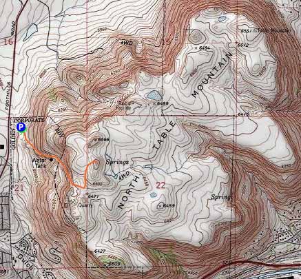 Topographic map of North Table Mountain