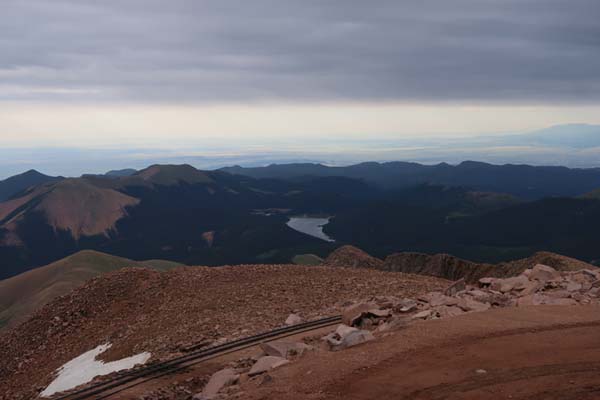 Looking east at Big Tooth Reservoir from Pikes Peak - Click to enlarge