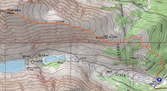 Topographic map of Quandary Peak