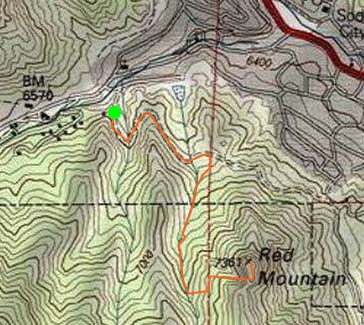Topographic map of Red Mountain