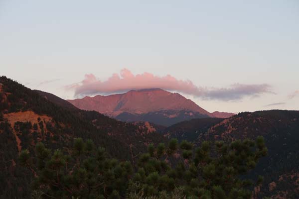 Pikes Peak as seen from Red Mountain - Click to enlarge