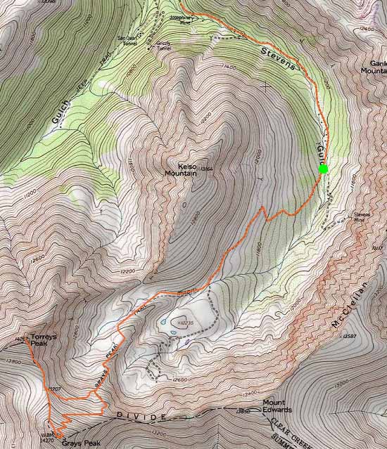 Topographic map of Torreys Peak, Grays Peak