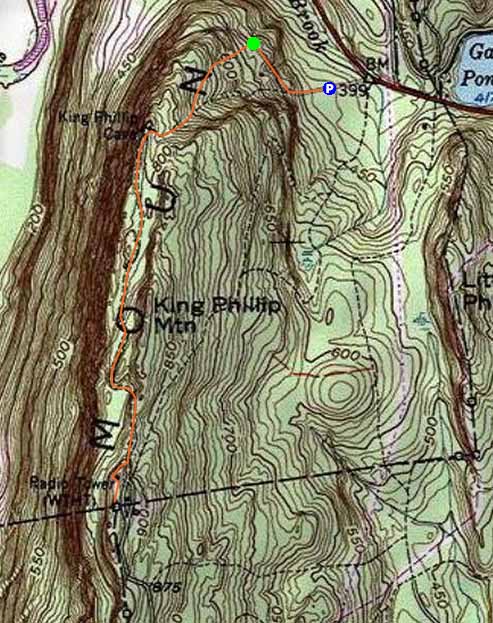 Topographic map of Talcott Mountain