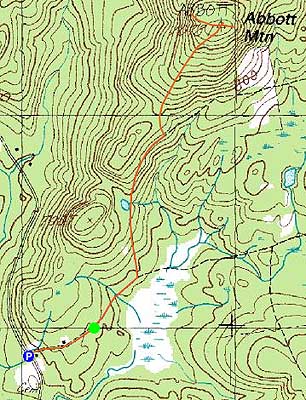 Topographic map of Abbott Mountain