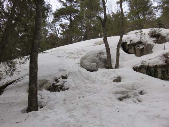 An icy section on the Acadia Mountain Trail