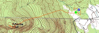 Topographic map of Adams Mountain - Click to enlarge