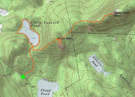 Topographic map of Bald Mountain, Speckled Mountain