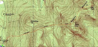 Topographic map of Baldpate Mountain - West Peak, Baldpate Mountain - East Peak - Click to enlarge