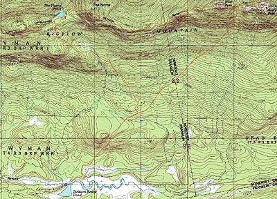Topographic map of Bigelow Mountain (Avery Peak), Bigelow Mountain (West Peak), Bigelow Mountain (South Horn) - Click to enlarge