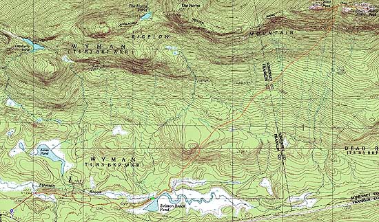 Topographic map of Bigelow Mountain (Avery Peak), Bigelow Mountain (West Peak) - Click to enlarge