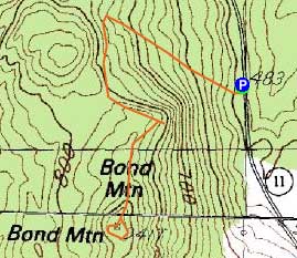 Topographic map of Bond Mountain