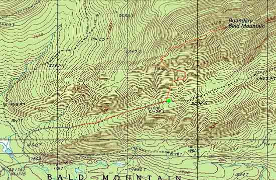 Topographic map of Boundary Bald Mountain - Click to enlarge