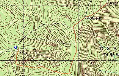 Topographic map of Boundary Peak - Click to enlarge