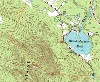Topographic map of Burnt Meadow Mountain - Click to enlarge