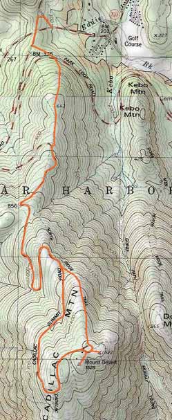Topographic map of Cadillac Mountain