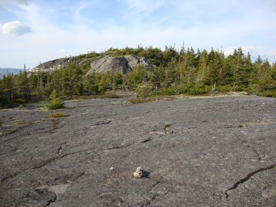 Looking up the Mud Brook Trail at the Caribou Mountain summit