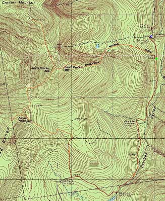 Topographic map of Crocker Mountain, South Crocker Mountain, Mt. Redington - Click to enlarge