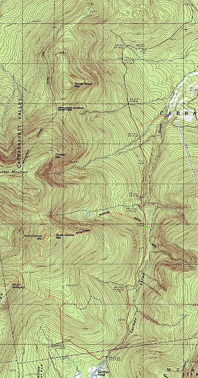 Topographic map of Crocker Mountain, South Crocker Mountain, Mt. Redington - Click to enlarge