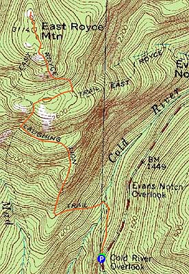 Topographic map of East Royce Mountain - Click to enlarge