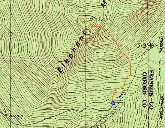 Topographic map of Elephant Mountain