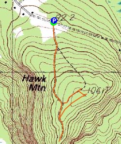 Topographic map of Hawk Mountain