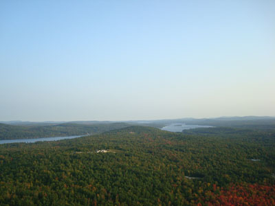 Looking south from the Hawk Mountain vista at Crystal Pond and Long Lake - Click to enlarge