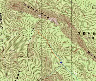 Topographic map of Kennebago Divide, White Cap Mountain - Click to enlarge