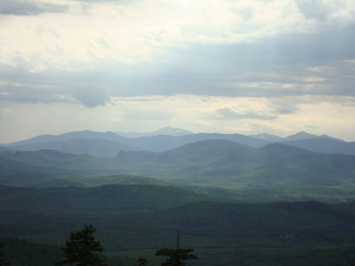 Looking at the Evans Notch and Carter Range peaks in front of Mt. Washington from near the Mt. Abram summit - Click to enlarge