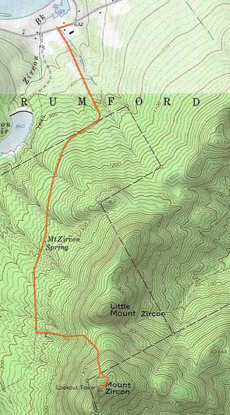 Topographic map of Mt. Zircon