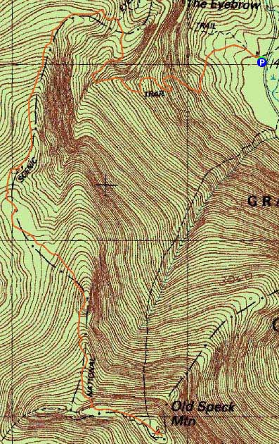 Topographic map of Old Speck Mountain