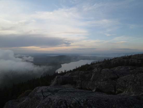 Brief interfog views north over Eagle Lake from Pemetic Mountain - Click to enlarge