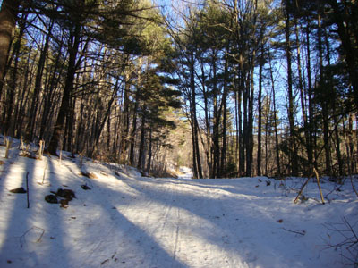 Heading up the Firewarden's Trail to the Pleasant Mountain summit