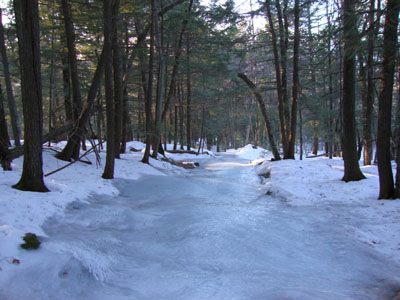 Extended ice bulges on the upper Firewarden's Trail