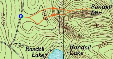 Topographic map of Randall Mountain