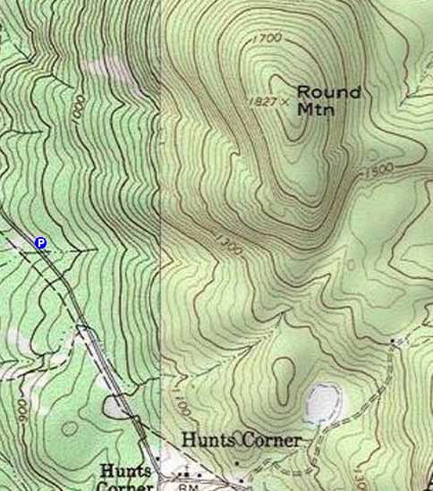 Topographic map of Round Mountain