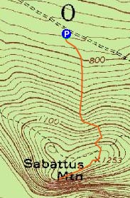 Topographic map of Sabattus Mountain