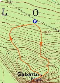 Topographic map of Sabattus Mountain