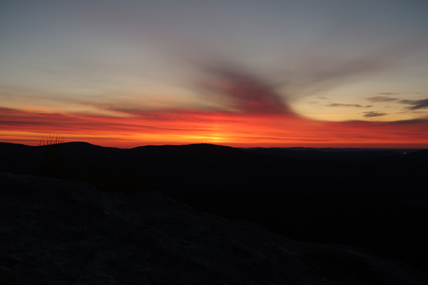 The sunrise from the Sabattus Mountain ledges - Click to enlarge