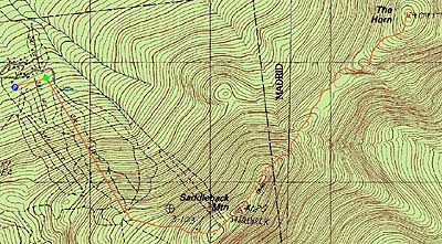 Topographic map of Saddleback Mountain, The Horn - Click to enlarge