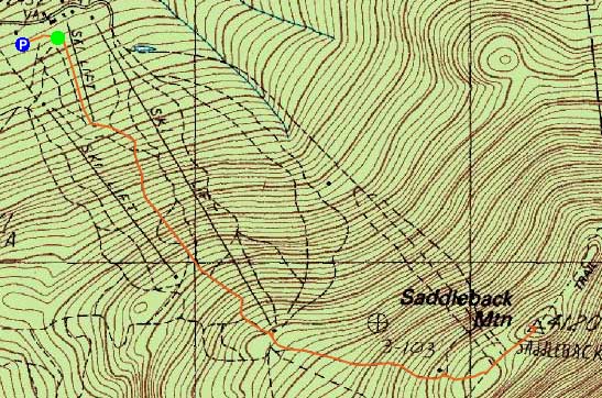 Topographic map of Saddleback Mountain